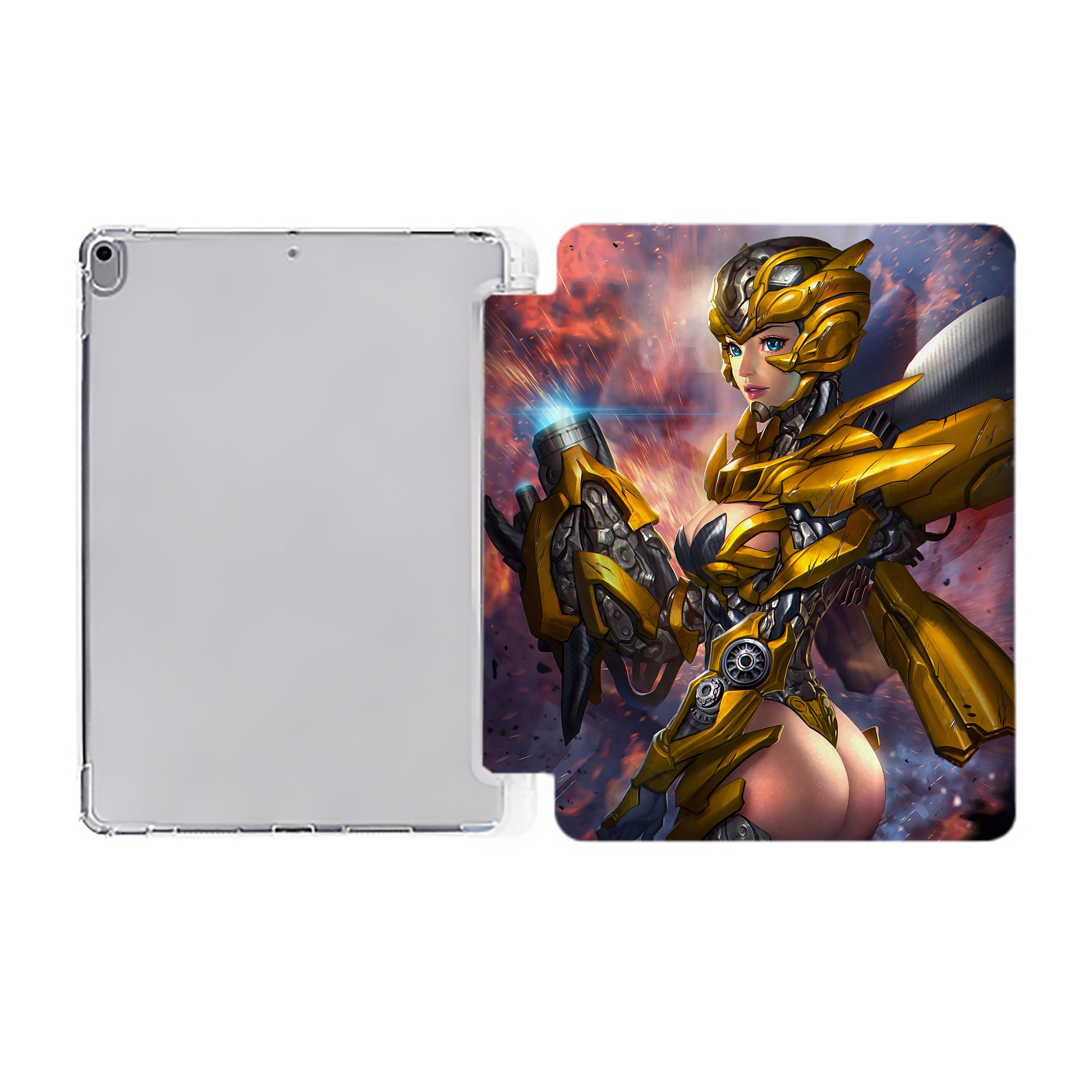 （画像用） Transformers トランスフォーマー IPad ケース ペン収納付き 三つ折りスタンド PUレザー×シリコン 対応機種9.5/10.5/10.9インチ